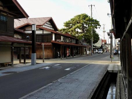 黒石市中町重要伝統的建造物群保存地区9 黒石市,黒石市中町,こみせの写真素材