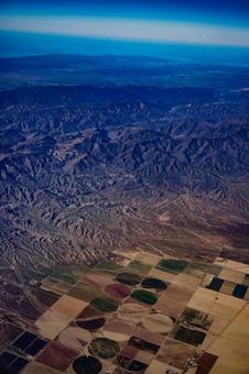 農地のパッチワークと山脈 空,農地,山脈の写真素材