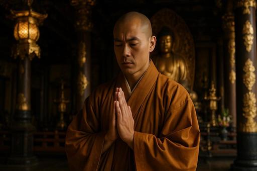 祈りを捧げる僧侶の静寂 祈りを捧げる僧侶の静寂の写真