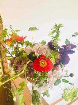 Natural bouquet vivid, JPG Natural bouquet vivid, 罂粟, 山吹, 粉红色, JPG