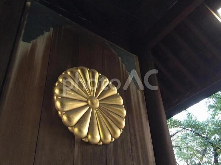靖国神社の菊の紋 靖国神社,金の,美術の写真素材