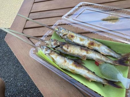 鮎の串焼き 鮎の串焼きの写真