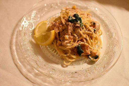 レモンクリームソースパスタ レモンクリームソースパスタ クリームパスタ,パスタ,スパゲッティの写真素材
