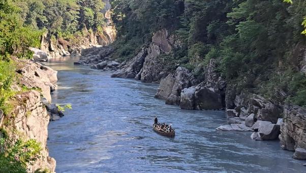 天竜ライン下り 天竜ライン下り 天竜川,飯田市,自然の写真素材