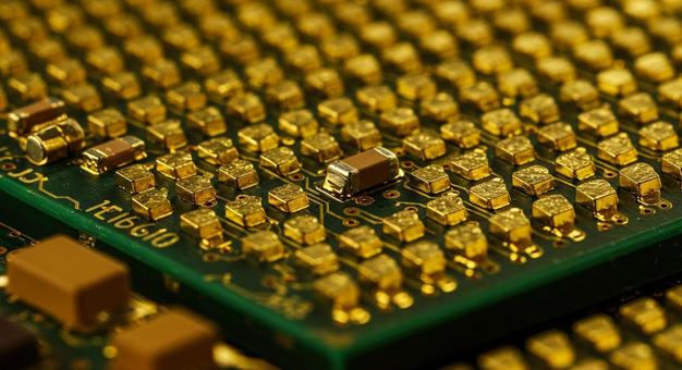 AI半導体のマイクロチップ極接写の写真