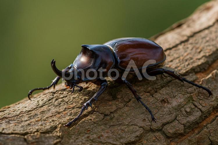 木の上を歩くカブトムシ カブトムシ,木,登るの写真素材