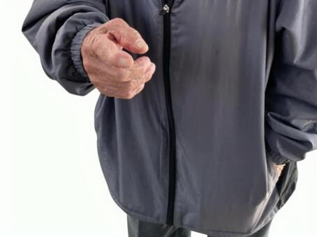 爺さんの手 爺さん,手,ジャンパーの写真素材