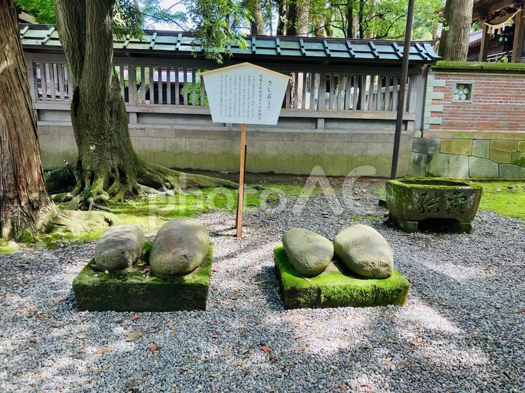 尾山神社　金谷神社のさし石（力石） 尾山神社,石川県金沢市,神社の写真素材
