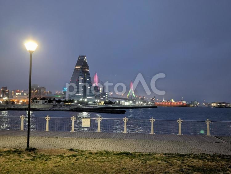 青森市の夜景 夜景,青森市,アスパムの写真素材