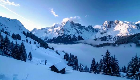 冬の雪山 自然 冬の雪山 自然の写真