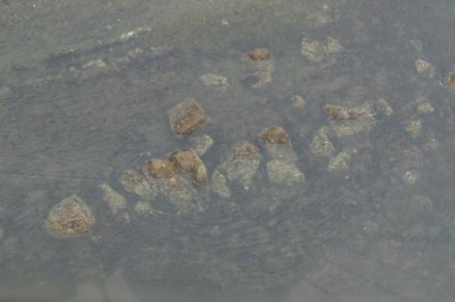 海に沈む岩石 海に沈む岩石の写真