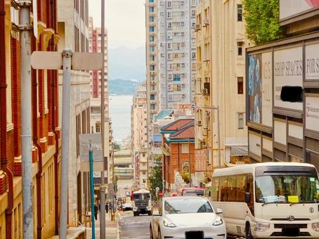 香港の坂道の絶景 香港の坂道の絶景 空,ノスタルジック,スカイラインの写真素材