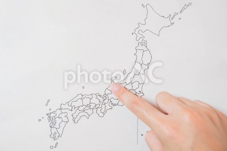 石川-指差し 石川,日本地図,地図の写真素材