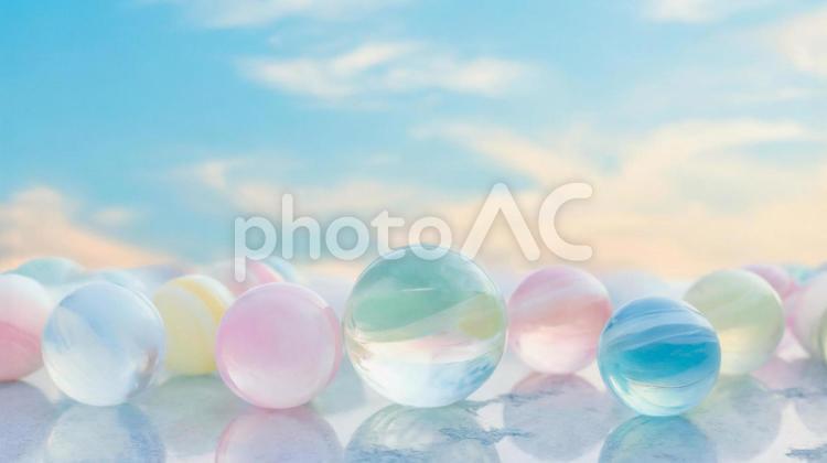 きらきらビー玉淡色 ビー玉,パステル,きらきらの写真素材