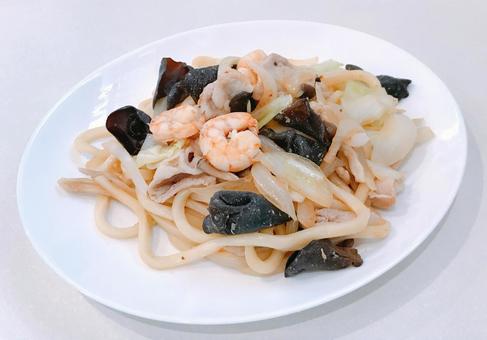 海鮮焼きうどん 海鮮焼きうどん,海鮮,海老の写真素材