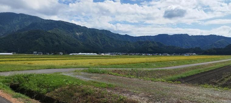 田舎の風景 田舎の風景 山々,緑,秋空の写真素材