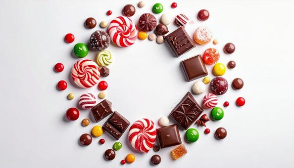 キャンディとチョコの円形配置の写真