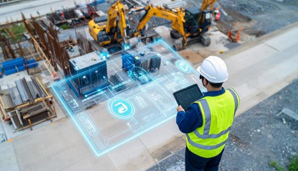スマートグラスで重機を操作する未来の現場 スマートグラスで重機を操作する未来の現場の写真