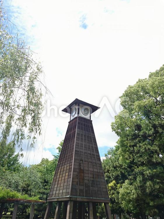 木造の時計台 時計台,時計塔,時計の写真素材