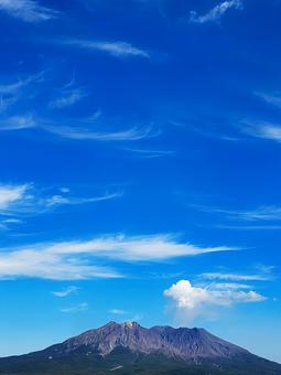 桜島 桜島 桜島,噴火,青空の写真素材