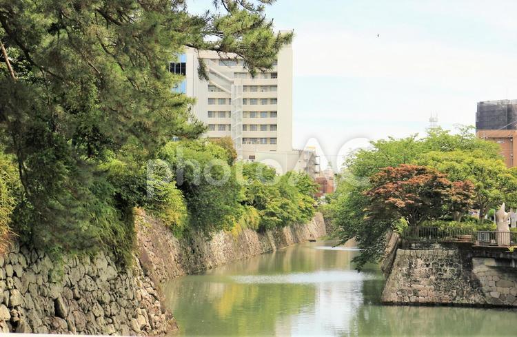 駿府城の堀の風景　初夏 駿府城,石垣,古いの写真素材