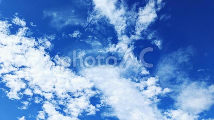 スッキリとした青い空と雲 青空,濃い青,天空の写真素材