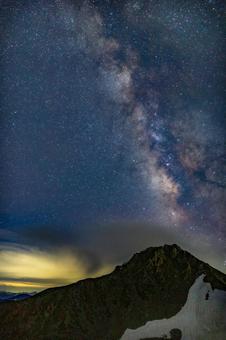 雪山に架かる天の川と星空写真 雪山に架かる天の川と星空写真 星空,夜空,天の川の写真素材