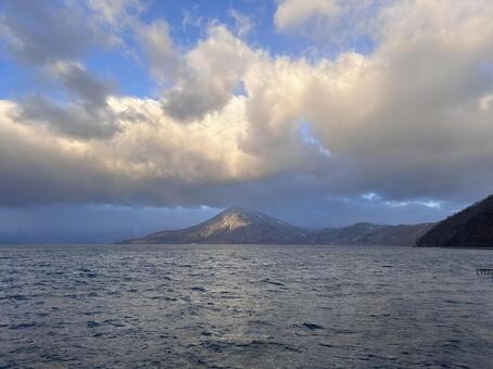 支笏湖 支笏湖,冬,景色の写真素材