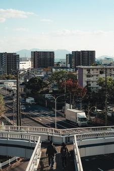 広島市 広島市,歩道橋,陸橋の写真素材
