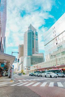 【新潟】新潟駅周辺の街並み 新潟,niigata,ビルの写真素材