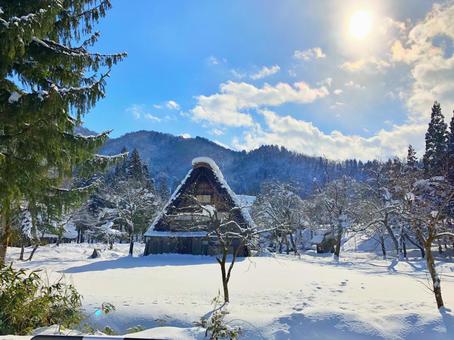 Shirakawa-go in winter, shirakawago, snow, gifu, JPG