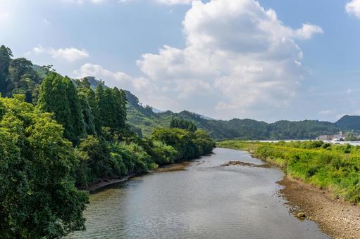 晴天の加江田川 晴天の加江田川 川,河川,青空の写真素材