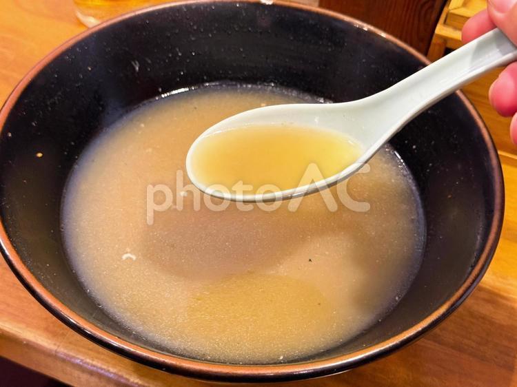 五目そば　スープ 汁,食後,完食の写真素材