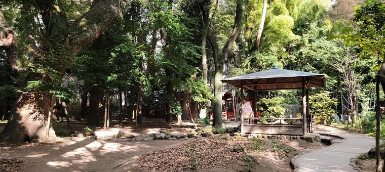 休憩所 社,自然,景色の写真素材