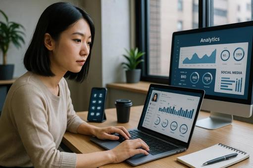 SNS担当の女性社員 SNS担当の女性社員の写真