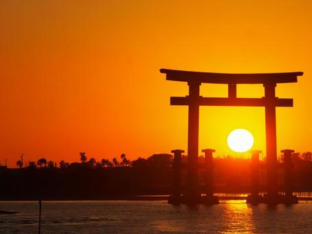 弁天島の夕暮れ 夕日,弁天島,浜名湖の写真素材