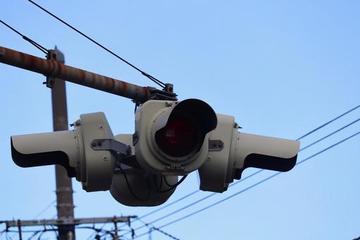 点滅信号機 信号機,赤,空の写真素材