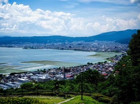 立石公園から望む諏訪湖 湖,諏訪湖,立石公園の写真素材