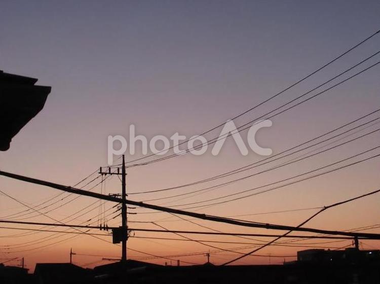 市街地の夕焼け 夕焼け,夕方,市街地の写真素材