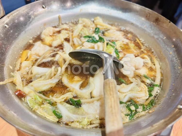 福岡で食べたご当地グルメ・モツ鍋 もつ鍋,鍋料理,もつの写真素材