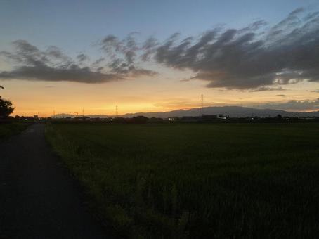 夏の夕焼け 夏の夕焼け 夕暮れ,夕焼け,夕日の写真素材
