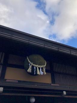 緑色の杉玉 緑色の杉玉の写真