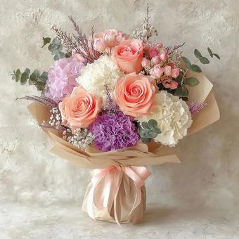 バラが彩るエレガントな花束 バラが彩るエレガントな花束の写真