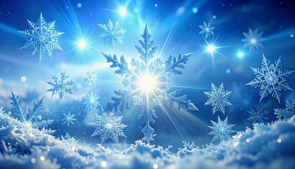 光に輝く雪の結晶 光に輝く雪の結晶の写真