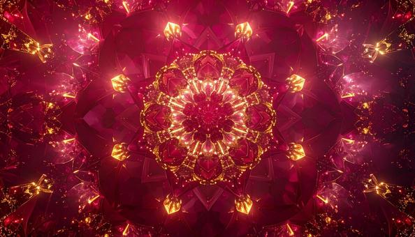 赤と金の幻想的な万華鏡模様 赤と金の幻想的な万華鏡模様の写真