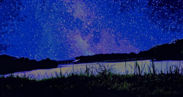 満点の星の反射 満点の星の反射 天の川,夜空,天体の写真素材