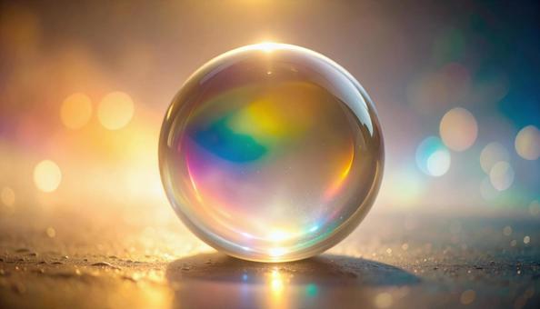 虹色のガラス玉の写真