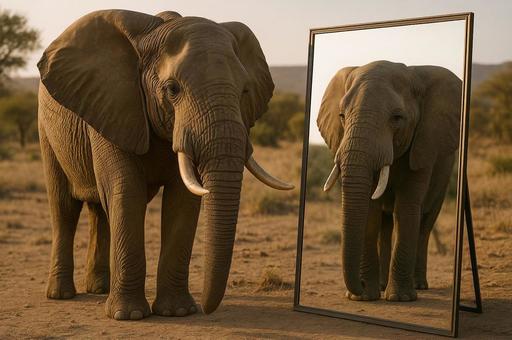鏡に映る象の風景 鏡に映る象の風景の写真
