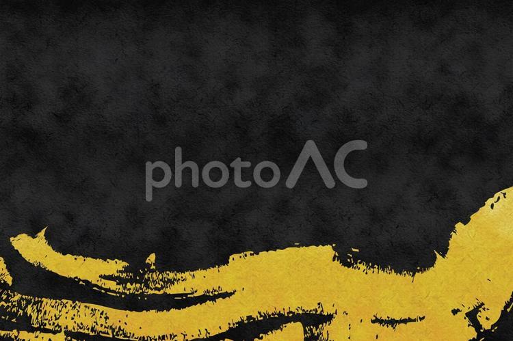 黒和紙にかっこいい金の筆飾り 和紙,金,筆の写真素材