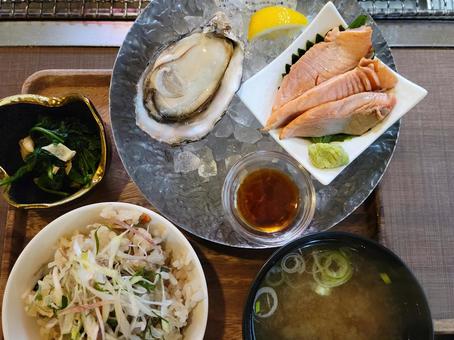 牡蠣定食 牡蠣定食 牡蠣,貝,貝類の写真素材